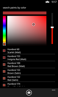 Windows Phone 8 screenshot of the color match page