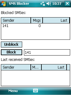 SMSBlocker screenshot