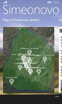 Windows Phone 8 map of the Simeonovo district