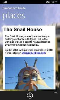 Windows Phone 8 Snail house page